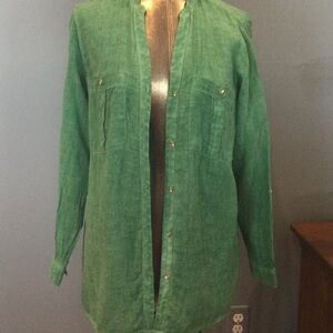 J.Jill Love Linen Green Top